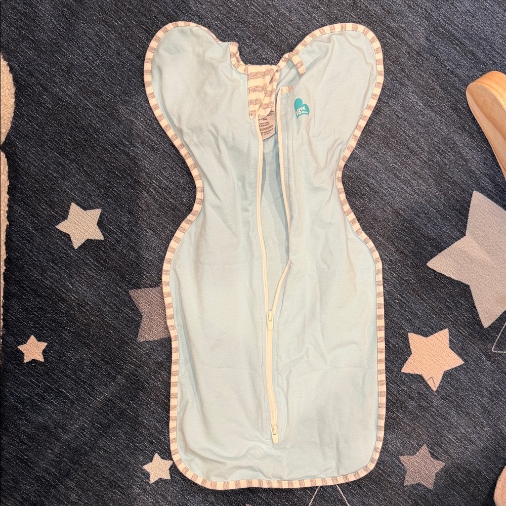 Love to Dream Light Blue Swaddle with Gray Stripes